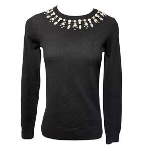 Saks Fifth Avenue Women’s Black Jewel Neck Cashmere Sweater Sz XS